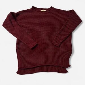 Elegant Burgundy Crew Neck Sweater